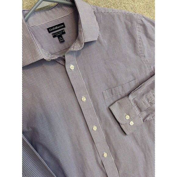 Croft & Barrow Shirt Mens 16 34/35 Purple Checked Classic Fit Long Slv Easy Care - Picture 1 of 10
